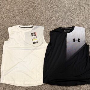 Under Armour Black & White Sleeveless Training Tops Duo